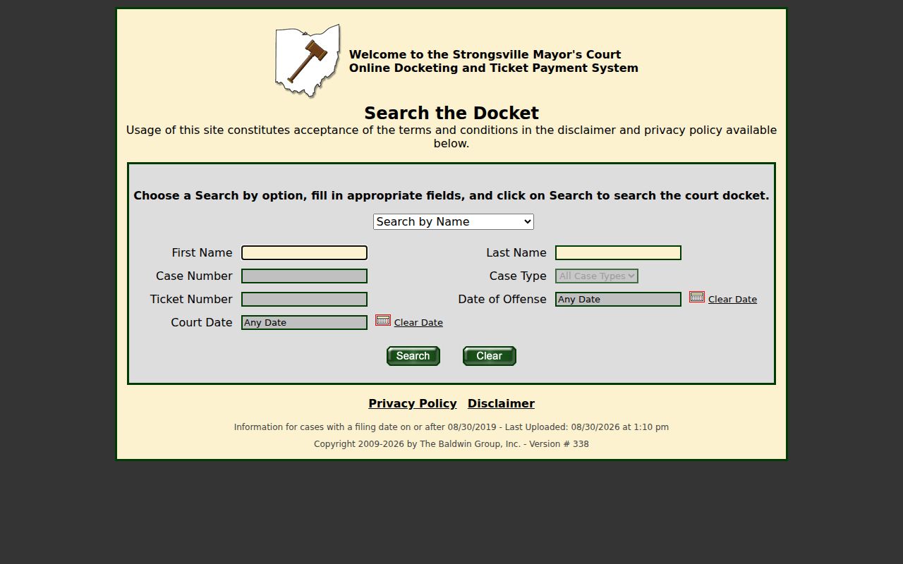 Strongsville residents directory Mayor's Court docket search