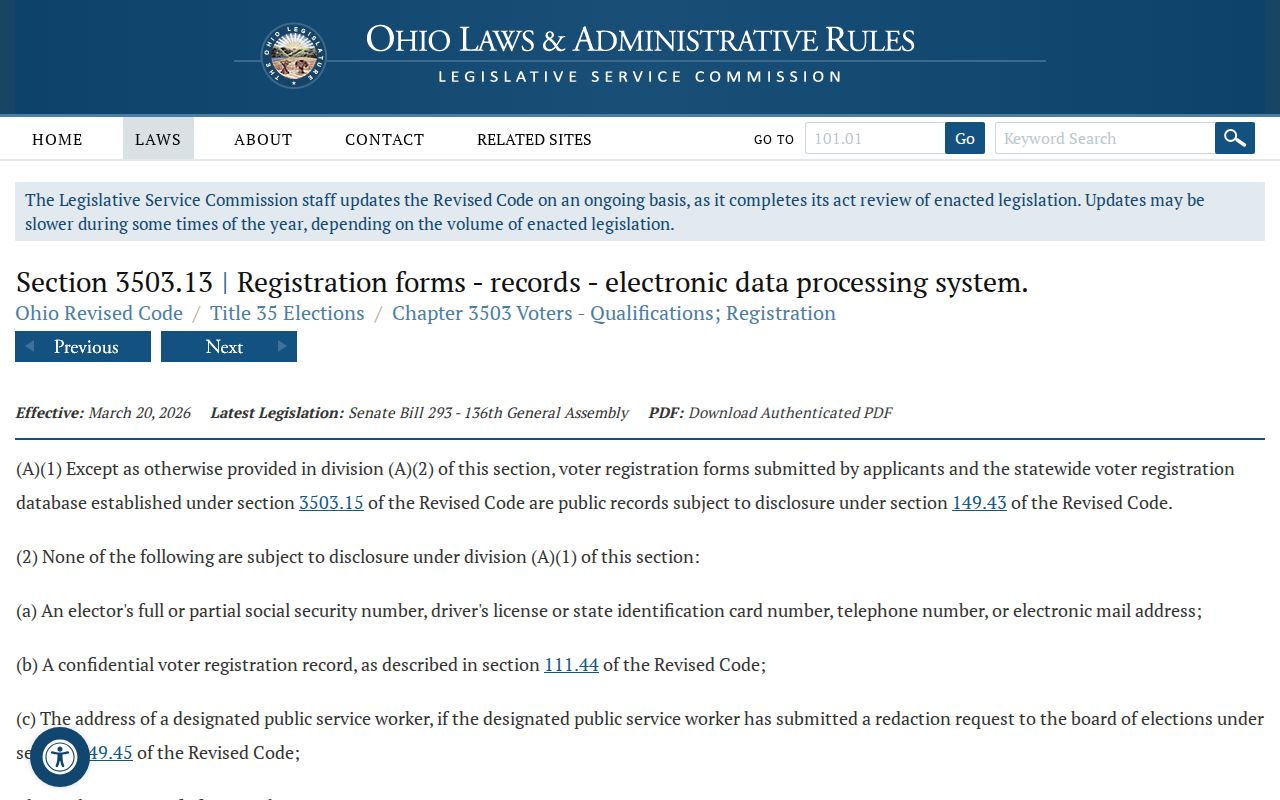 Strongsville neighbors Ohio confidential voter record protections