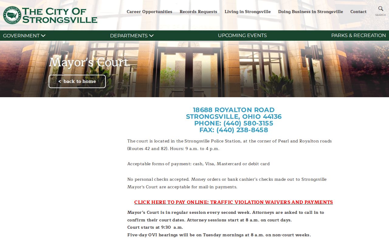 Strongsville resident lookup at Strongsville Mayor's Court