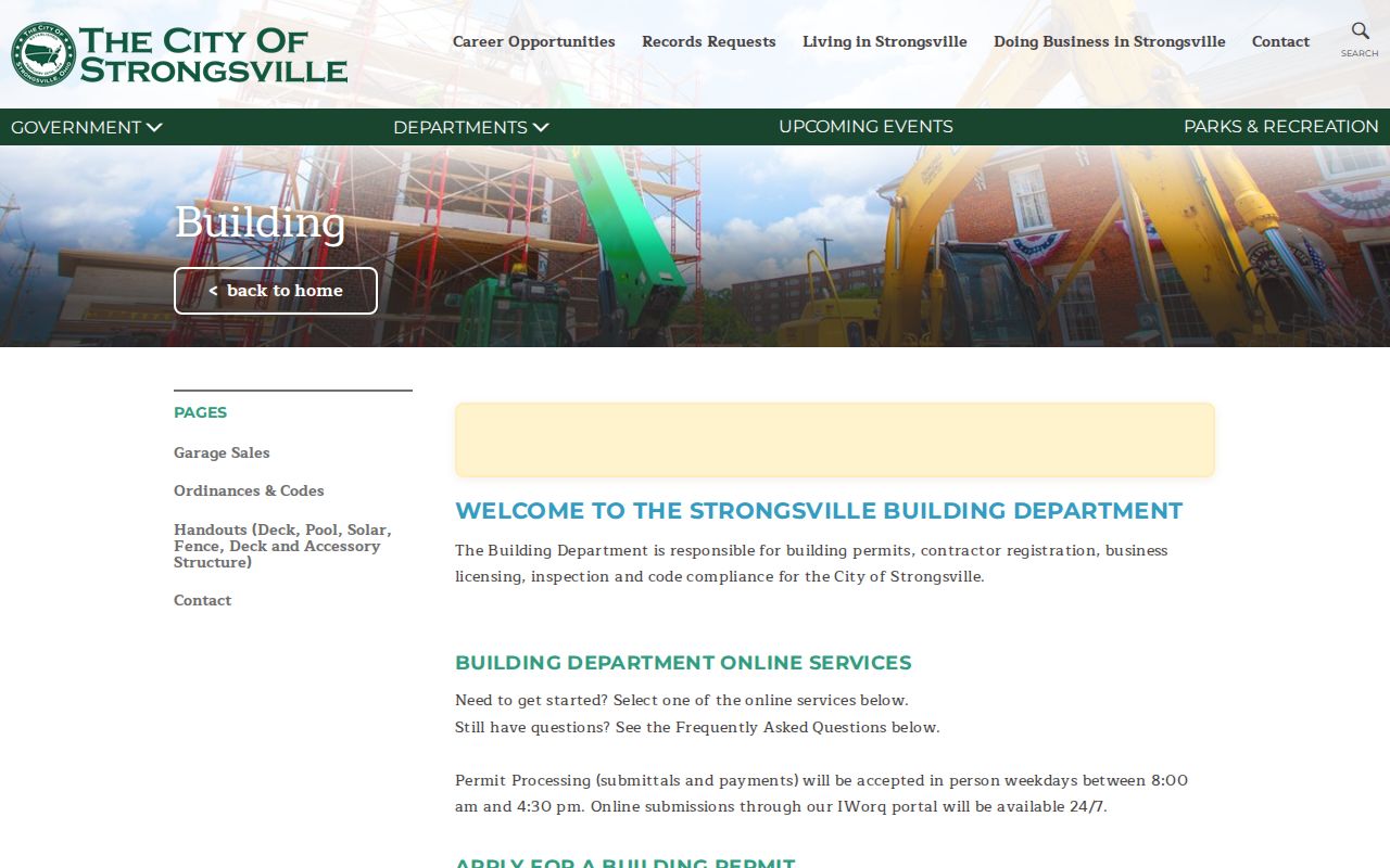Strongsville street directory Building Department record source